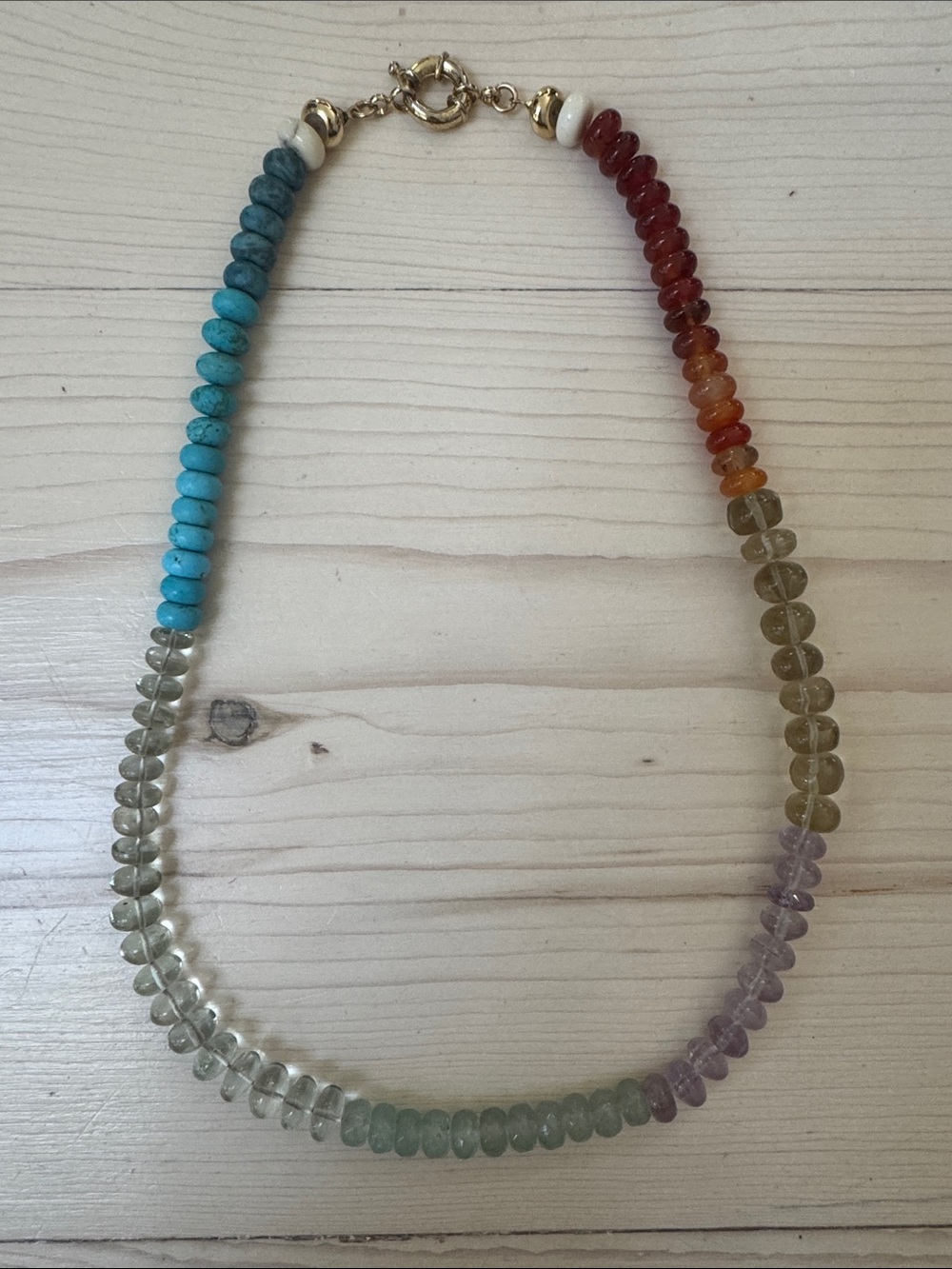 Multicolor Beaded Women’s Necklace — Turquoise & Rainbow Gem Accents